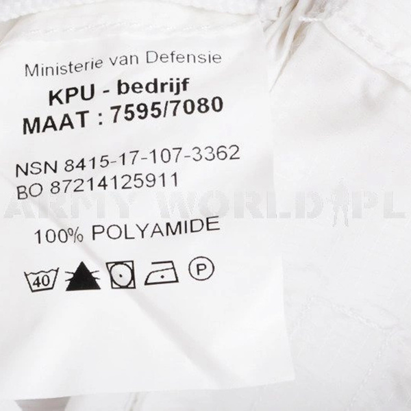 Spodnie Maskowanie Zimowe Holenderskie Nyco Białe Oryginał Demobil BDB